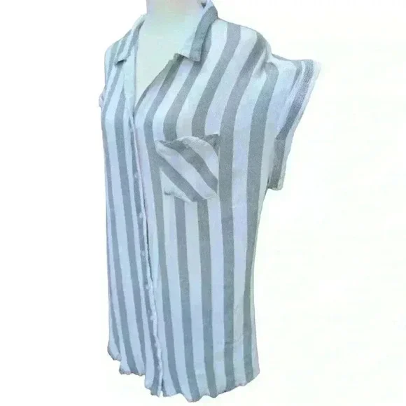 UMGEE Gray Striped Tunic Dress with Raw Hem Size S - Picture 2 of 7